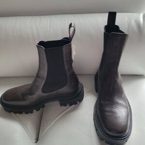 Zara Leather Brown Chelsea Boots Size 36 (6)